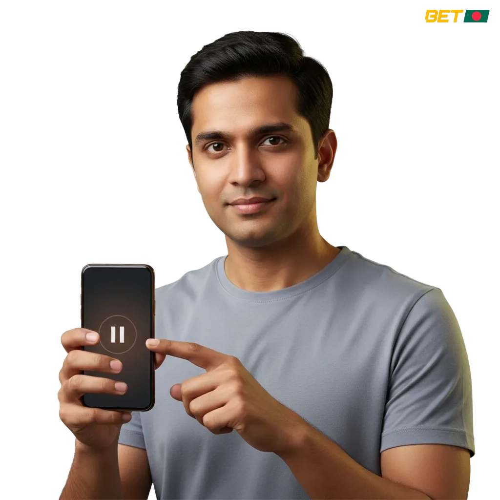 Bannière Melbet sur le jeu responsable, avec icônes de limites de dépôt, rappel de temps, pause et auto‑exclusion.