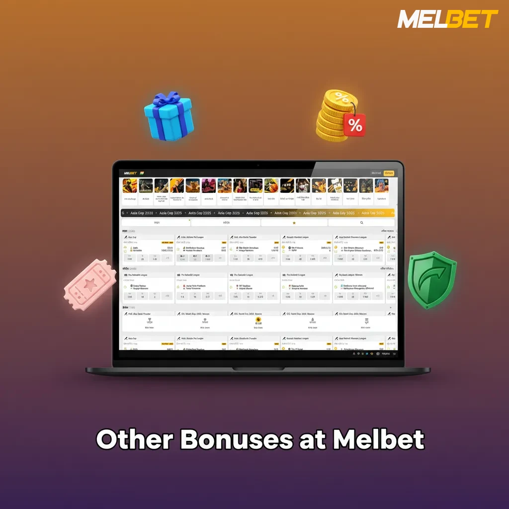 Other Melbet bonuses: reload bonus, weekly cashback, accumulator boost, free spins, bet insurance/free bet