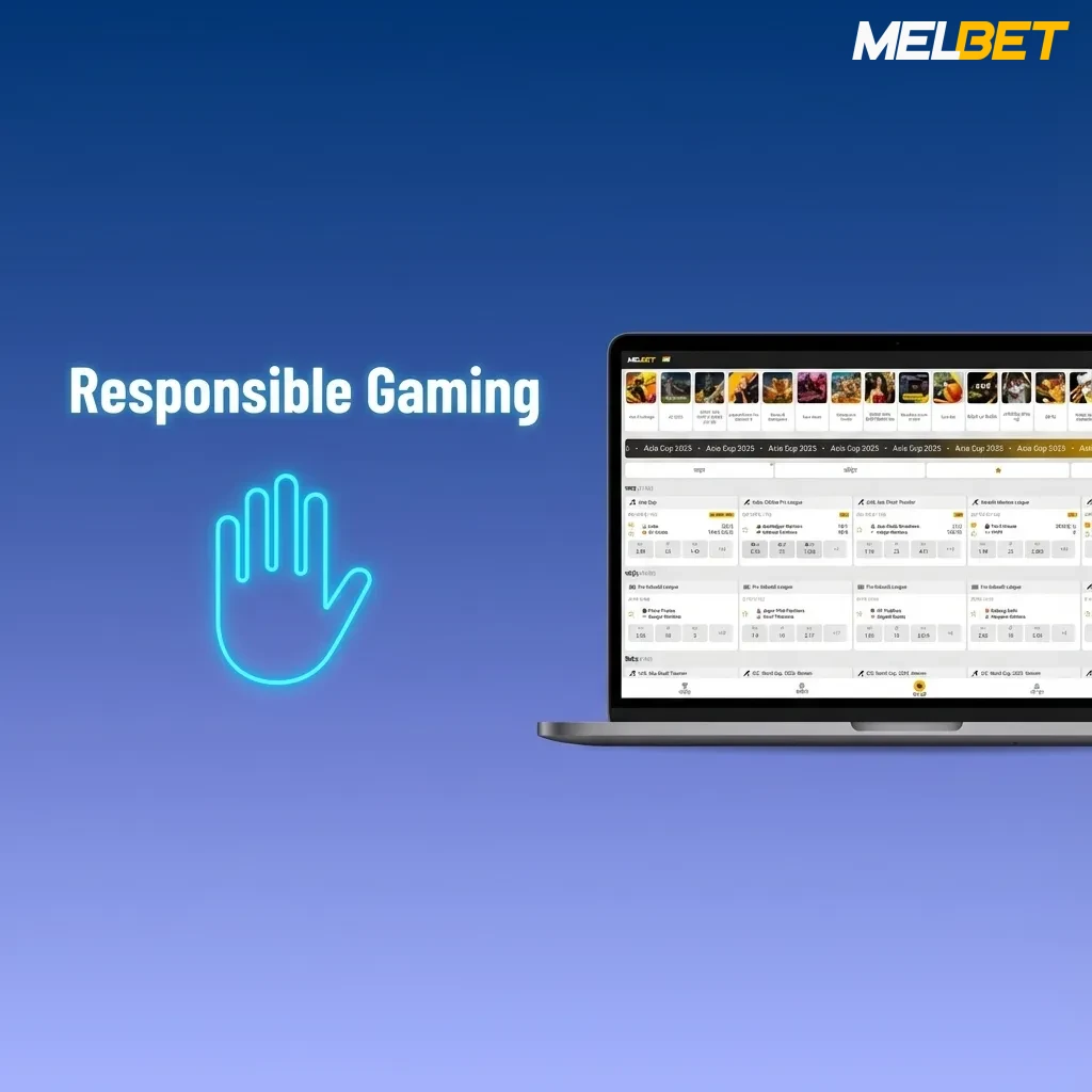 Illustration of responsible gaming tips: set limits, avoid chasing losses, take breaks, and seek help if gambling feels harmful.